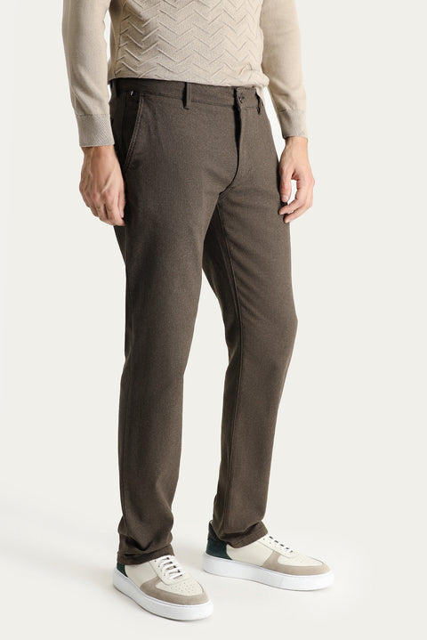 Koyu Yeşil Slim Fit Dar Kesim Desenli Likralı Kanvas / Chino Pantolon