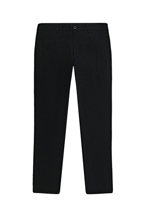 Black Regular Fit Standard Cut Lycra Canvas / Chino Trousers