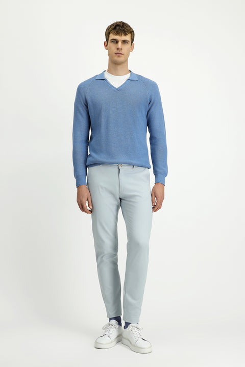 Silver Regular Fit Standard Cut Lycra Canvas / Chino Trousers