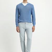 Silver Slim Fit Narrow Cut Lycra Canvas / Chino Trousers