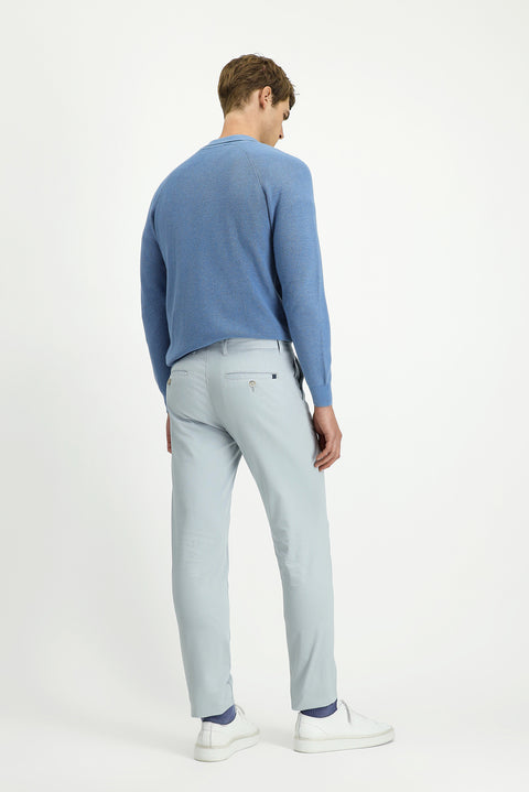 Silver Slim Fit Narrow Cut Lycra Canvas / Chino Trousers