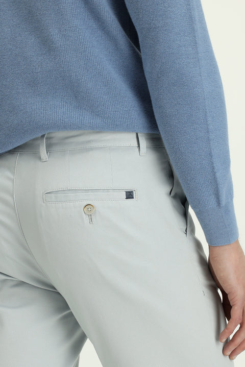 Silver Slim Fit Narrow Cut Lycra Canvas / Chino Trousers