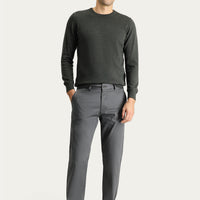 Mid Smoke Regular Fit Standard Cut Lycra Canvas / Chino Trousers
