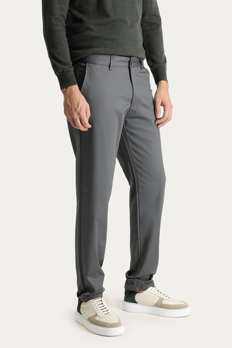 Mid Smoke Regular Fit Standard Cut Lycra Canvas / Chino Trousers