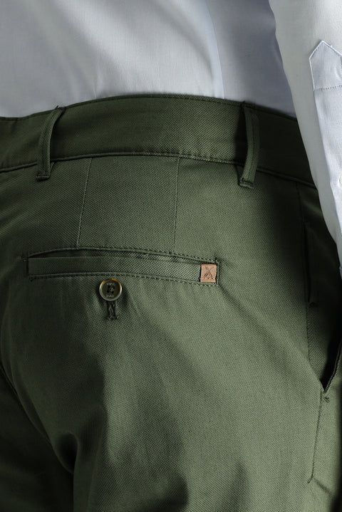 Forest Green Slim Fit Stretchy Canvas / Chino Trousers