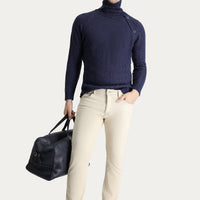 Light Beige Regular Fit Standard Cut Patterned Lycra Canvas / Chino Trousers