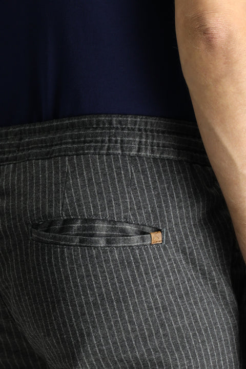 Dark Smoke Slim Fit Tapered Drawstring Waist Trousers