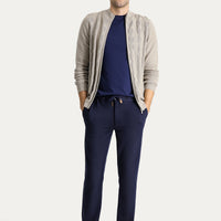 Dark Navy Slim Fit Drawstring Waist Trousers