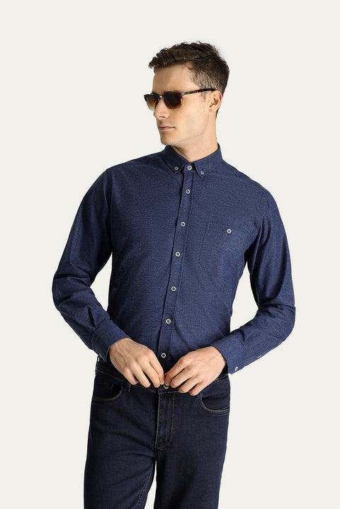 Medium Navy Long Sleeve Regular Fit Lumberjack Cotton Button-Down Collar Shirt