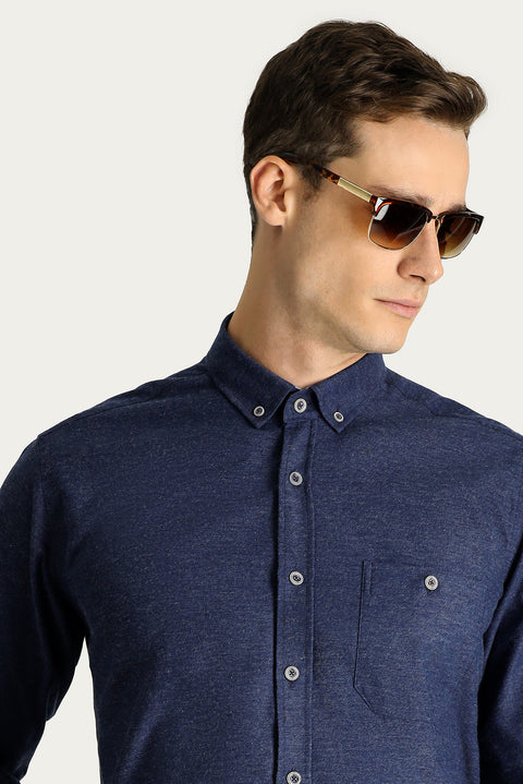 Medium Navy Long Sleeve Regular Fit Lumberjack Cotton Button-Down Collar Shirt
