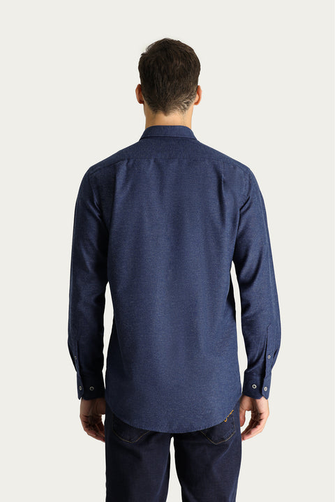 Medium Navy Long Sleeve Regular Fit Lumberjack Cotton Button-Down Collar Shirt