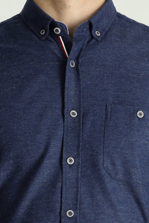 Medium Navy Long Sleeve Regular Fit Lumberjack Cotton Button-Down Collar Shirt