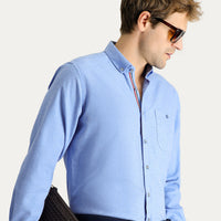 Aviator Blue Long Sleeve Regular Fit Lumberjack Cotton Button-Down Collar Shirt