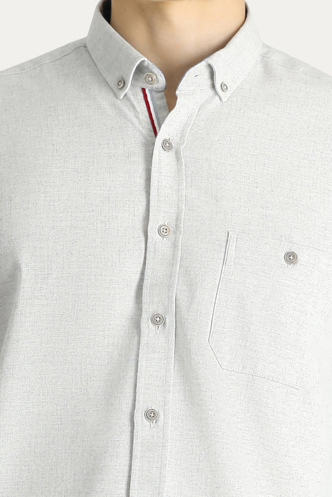 Cream Long Sleeve Regular Fit Lumberjack Cotton Button-Down Collar Shirt