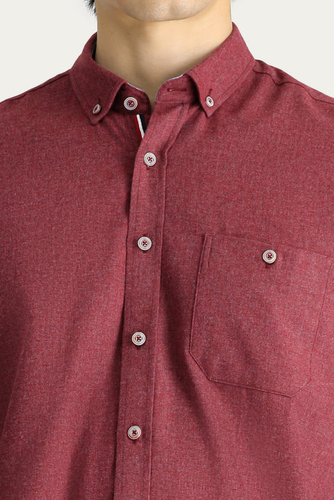 Light Burgundy Long Sleeve Regular Fit Lumberjack Cotton Button-Down Shirt