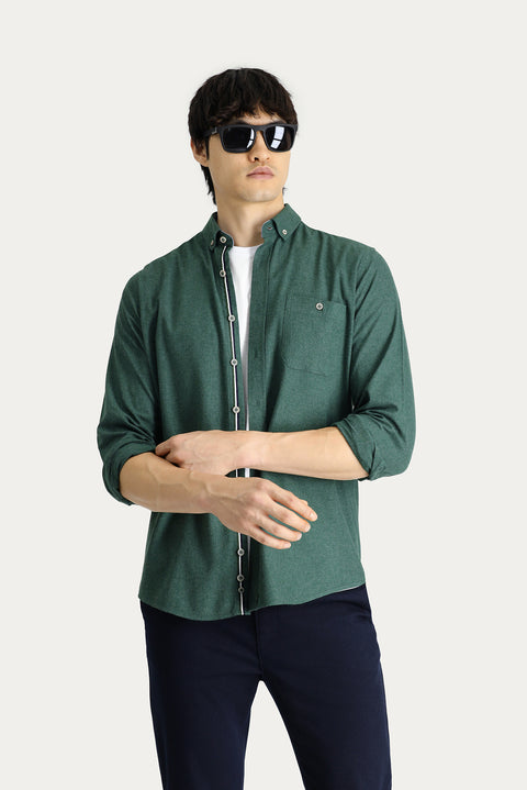 Forest Green Long Sleeve Regular Fit Lumberjack Cotton Button-Down Collar Shirt
