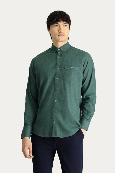 Forest Green Long Sleeve Regular Fit Lumberjack Cotton Button-Down Collar Shirt