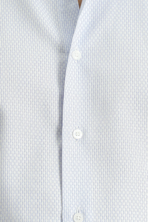 Dark Blue Long-Sleeve Classic Patterned Cotton Shirt