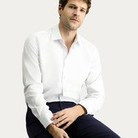 Light Blue Long-Sleeve Classic Patterned Cotton Shirt