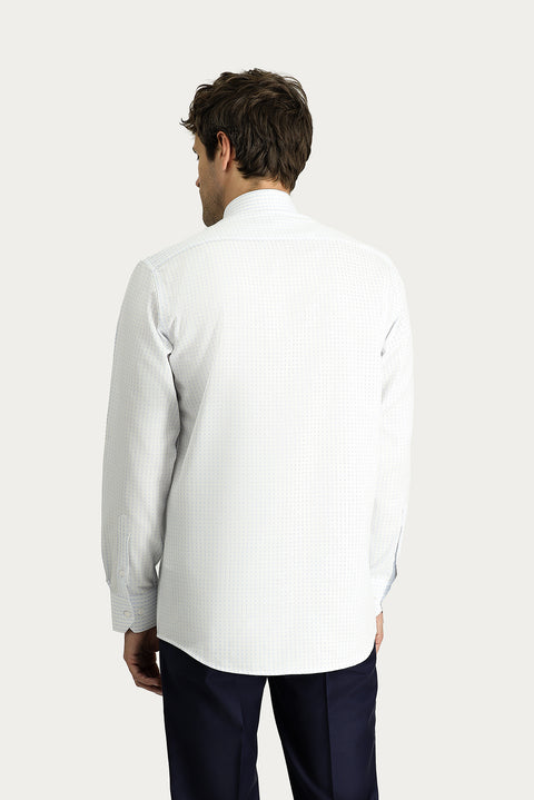 Light Blue Long-Sleeve Classic Patterned Cotton Shirt