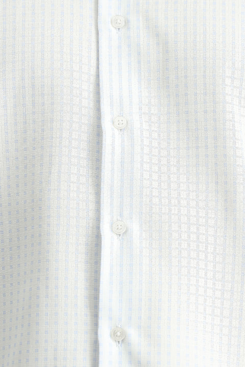 Light Blue Long-Sleeve Classic Patterned Cotton Shirt