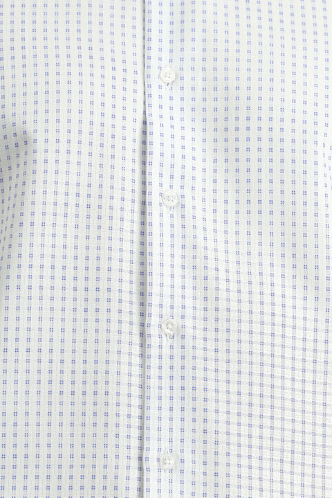 Blue Long-Sleeve Classic Patterned Cotton Shirt
