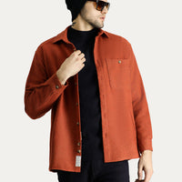 Brick Red Long Sleeve Oversize Lumberjack Cotton Easy-Iron Shirt