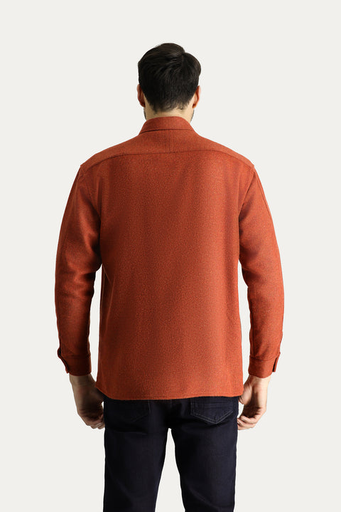 Brick Red Long Sleeve Oversize Lumberjack Cotton Easy-Iron Shirt