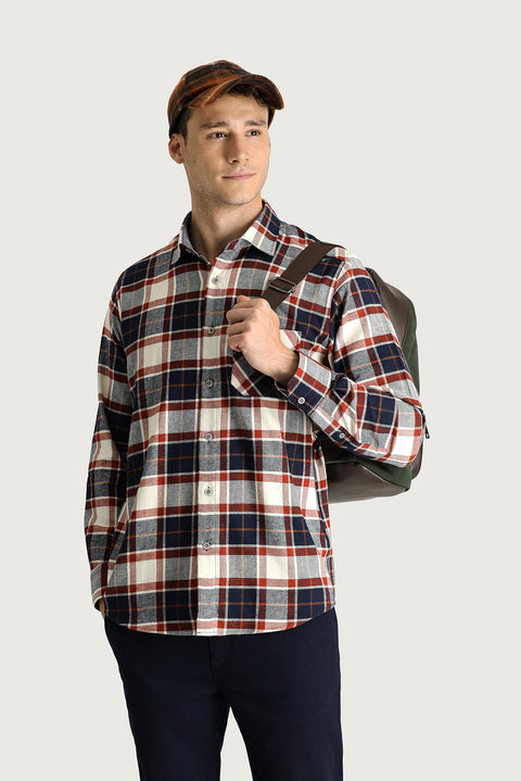Tile Long Sleeve Regular Fit Plaid Lumberjack Sport Cotton Shirt
