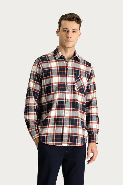 Tile Long Sleeve Regular Fit Plaid Lumberjack Sport Cotton Shirt
