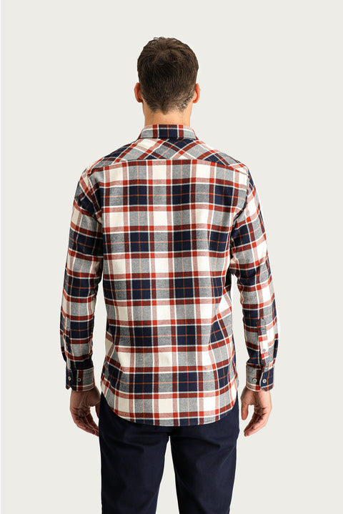 Tile Long Sleeve Regular Fit Plaid Lumberjack Sport Cotton Shirt