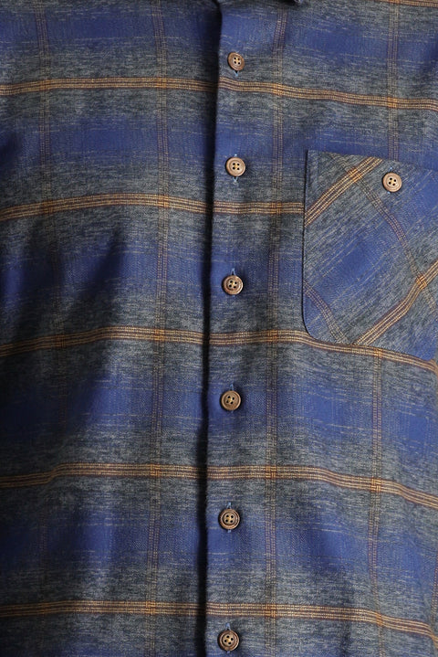 Dark Blue Long Sleeve Regular Fit Lumberjack Plaid Cotton Shirt