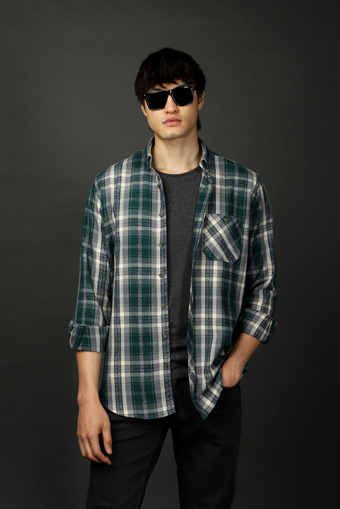 Dark Green Long Sleeve Regular Fit Plaid Lumberjack Cotton Shirt