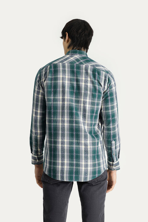Dark Green Long Sleeve Regular Fit Plaid Lumberjack Cotton Shirt