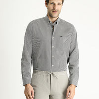 Black Long Sleeve Regular Fit Sport Plaid Cotton Easy-Iron Button-Down Collar Shirt