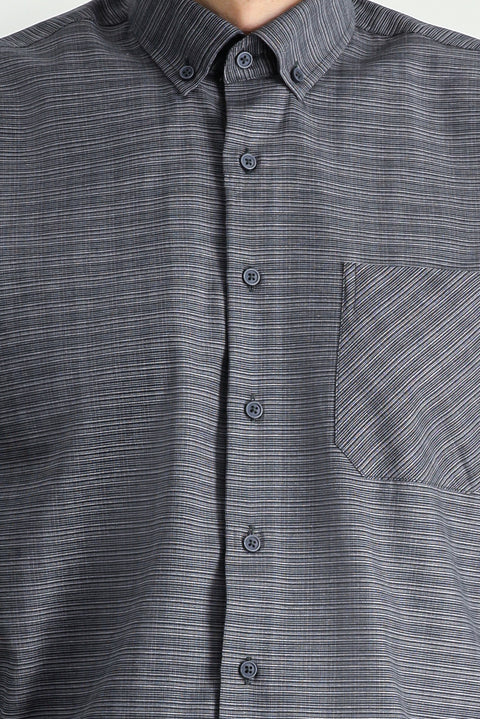 Medium Anthracite Long Sleeve Regular Fit Plaid Cotton Button-Down Shirt