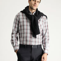 Red Long-Sleeve Regular Fit Plaid Easy-Iron Button-Down Collar Sports Shirt