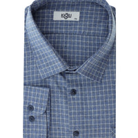 Sky Blue Plus Size Long Sleeve Plaid Cotton Easy-Iron Pocketed Lumberjack Shirt