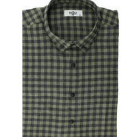 Light Khaki Plus Size Long Sleeve Plaid Cotton Easy-Iron Button-Down Collar Lumberjack Shirt