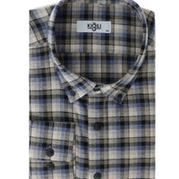 Light Blue Plus Size Long Sleeve Plaid Cotton Easy-Iron Button-Down Collar Lumberjack Shirt