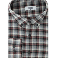Light Burgundy Plus Size Long Sleeve Plaid Cotton Easy-Iron Button-Down Collar Lumberjack Shirt