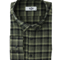Light Khaki Plus Size Long Sleeve Plaid Cotton Easy-Iron Button-Down Collar Lumberjack Shirt