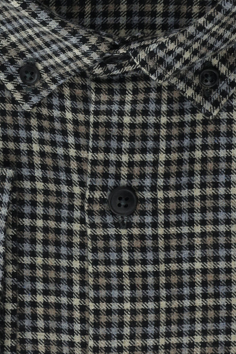 Black Plus Size Long Sleeve Plaid Cotton Easy-Iron Button-Down Collar Lumberjack Shirt