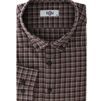 Light Burgundy Plus Size Long Sleeve Plaid Cotton Easy-Iron Button-Down Collar Lumberjack Shirt