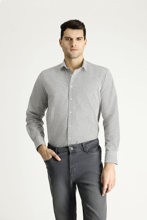 White Long Sleeve Regular Fit Lumberjack Plaid Cotton Easy-Iron Shirt
