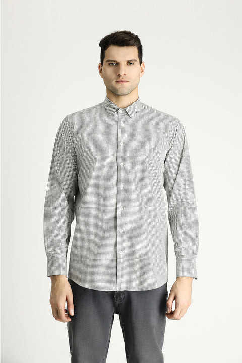 White Long Sleeve Regular Fit Lumberjack Plaid Cotton Easy-Iron Shirt