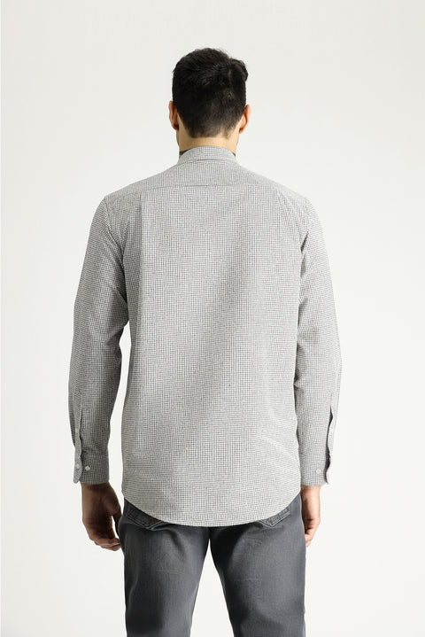 White Long Sleeve Regular Fit Lumberjack Plaid Cotton Easy-Iron Shirt