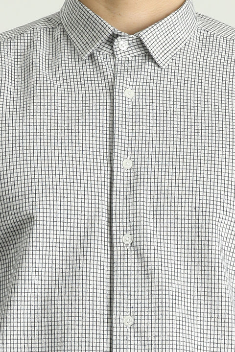 White Long Sleeve Regular Fit Lumberjack Plaid Cotton Easy-Iron Shirt