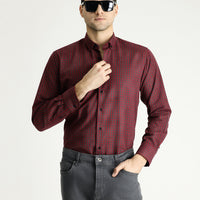 Light Burgundy Long Sleeve Regular Fit Lumberjack Plaid Cotton Easy-Iron Button-Down Shirt
