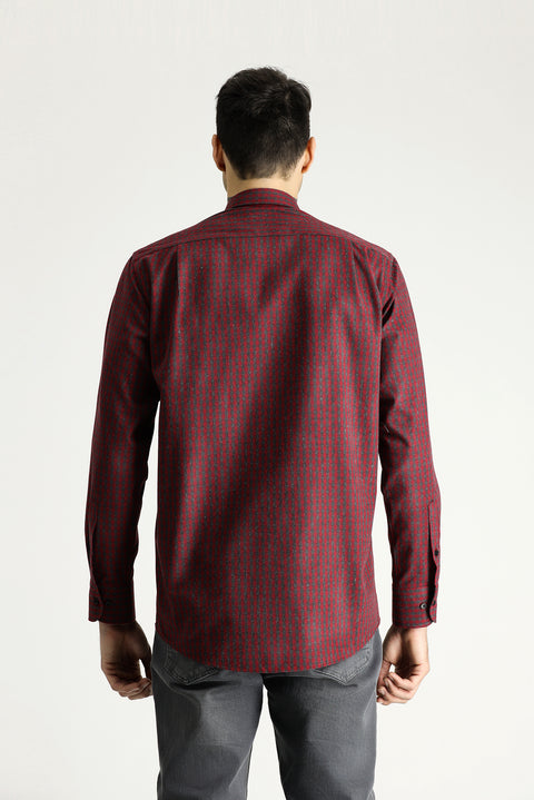 Light Burgundy Long Sleeve Regular Fit Lumberjack Plaid Cotton Easy-Iron Button-Down Shirt